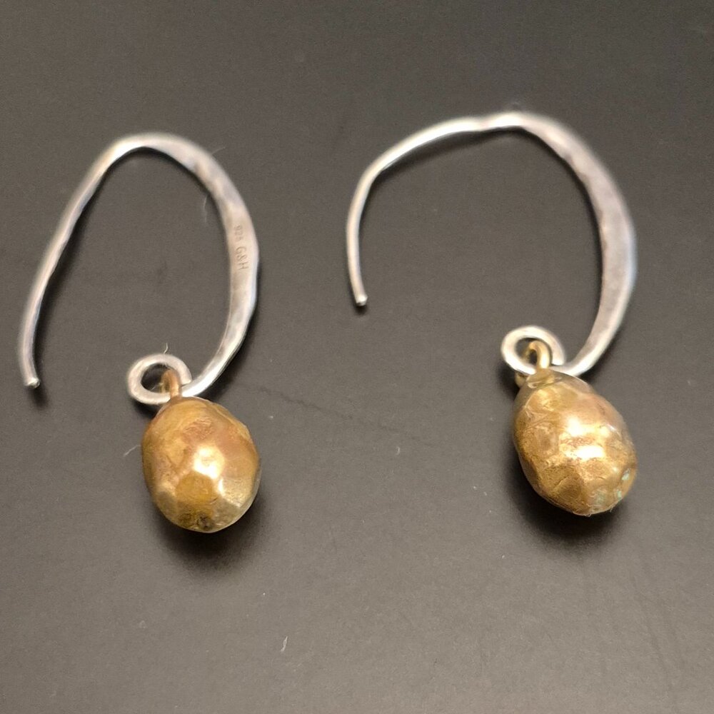 Grace&Heart Silver and Brass Droplet Earrings